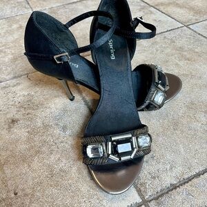 Black Stiletto Heels with Gemstone Embellishments